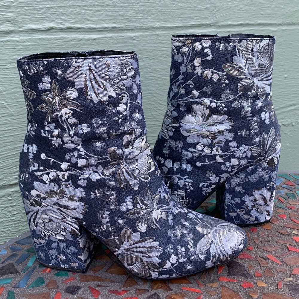 25% Off Bundles! Target Heeled Floral Navy Boots